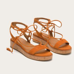 Frye Miranda Lace-up Sandals in Orange - Orig $228